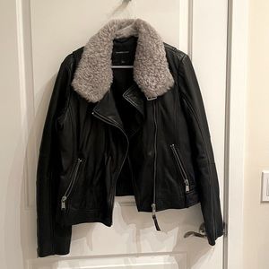 Andrew Marc Leather Jacket with Fur Trim. Never worn!